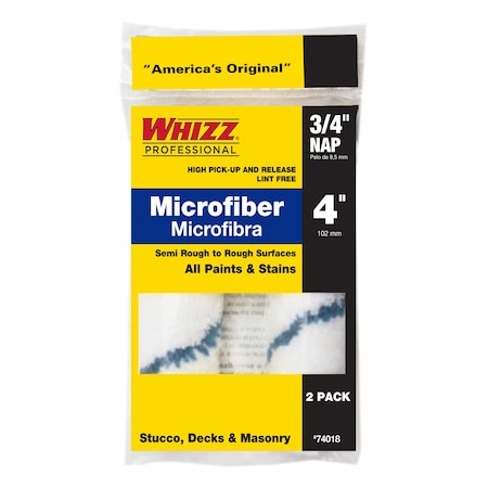 Whizz Whizz Microfiber 4 in. W X 3/4 in. Mini Paint Roller Cover 2 pk 74018